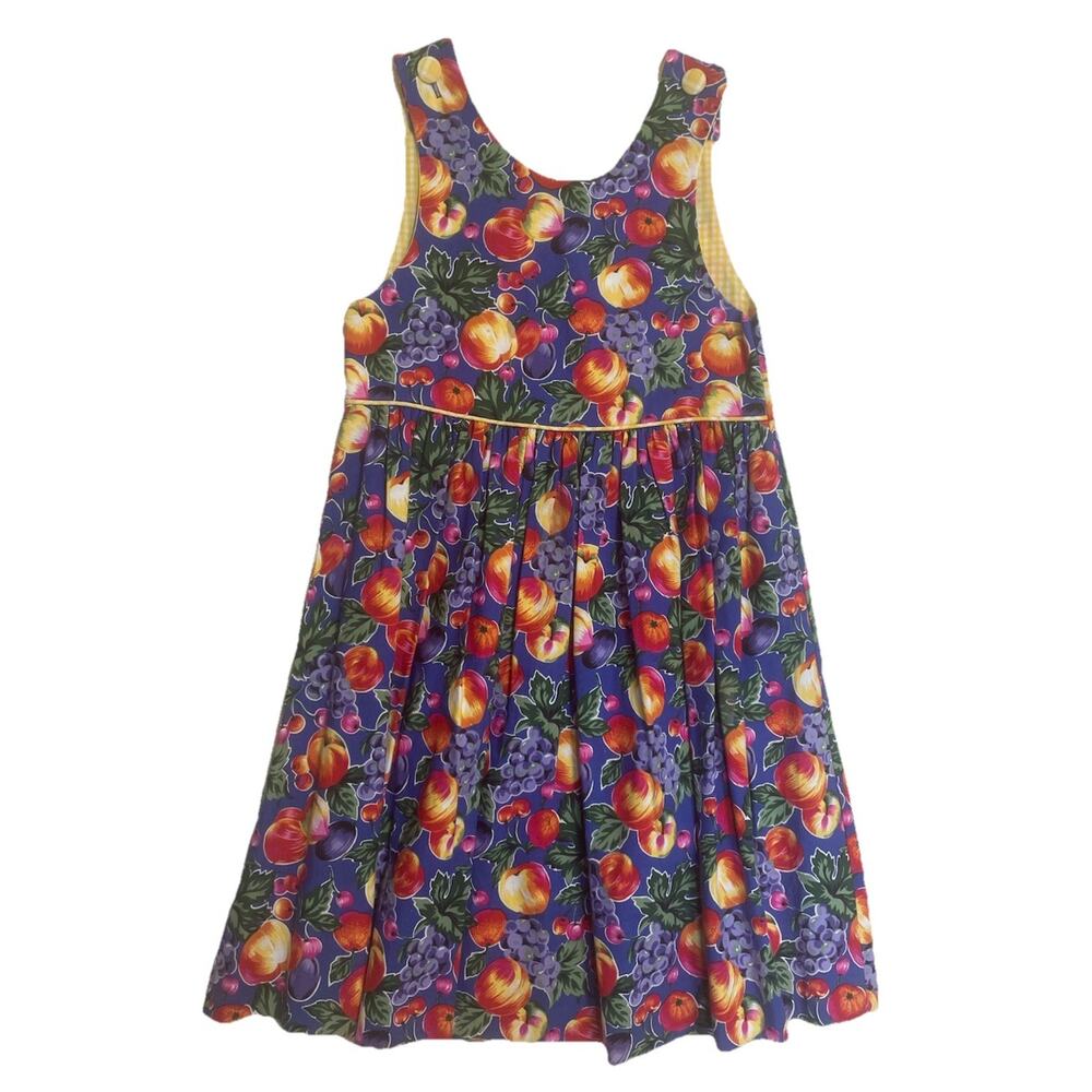 Vtg Judy Lynn Jumper Dress Size 7 Fruit Print GORGEOUS